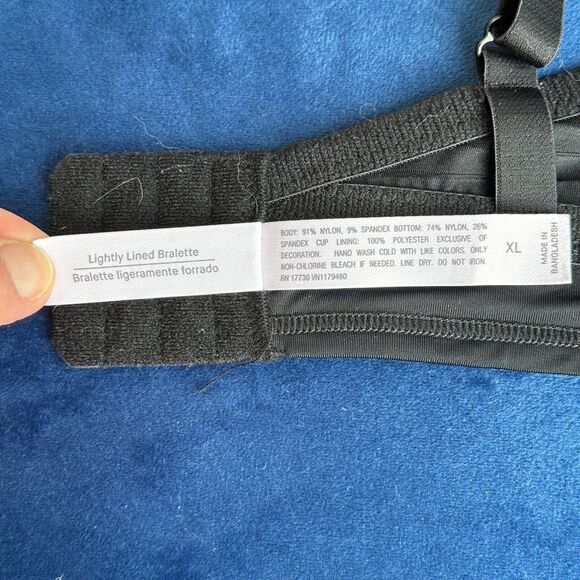 AUDEN Black Striped Sheer Mesh Padded Bralette XL Wireless Comfortable Lounge - Picture 8 of 8